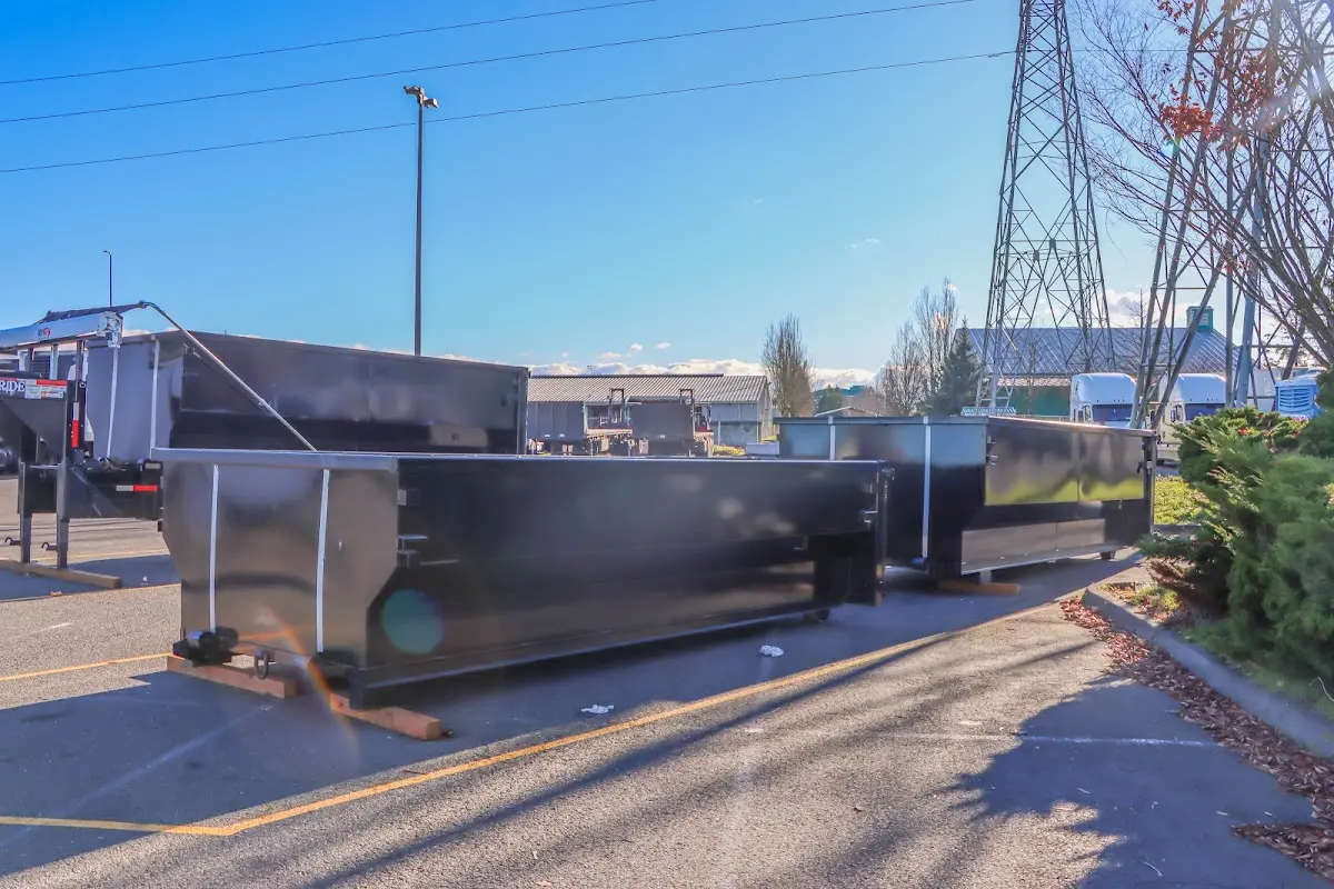 Roll-off dumpster ready for waste disposal at job site for Construction Dumpster Rental in Lexington